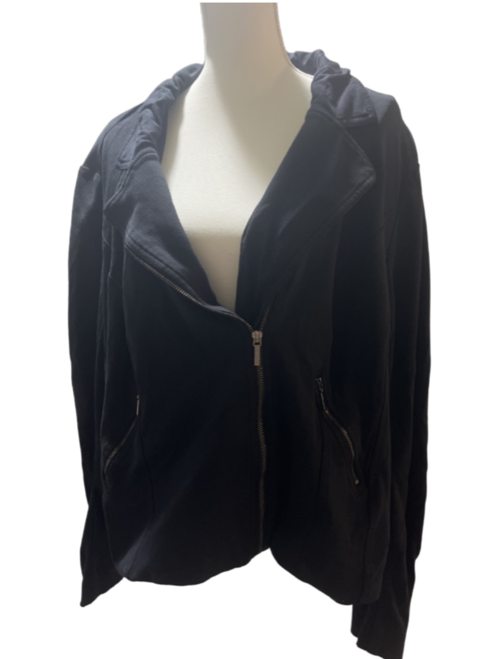 Lane Bryant Black Asymmetric Full-Zip Moto Blazer Jacket Size 24